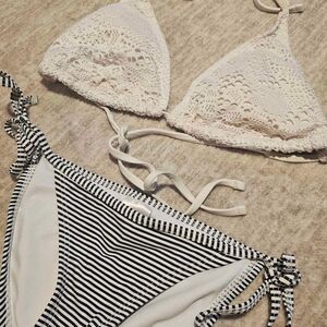 Women's Two Piece Bathing Suit  - Size M/L Top Tie Up/ X-Small Bottom